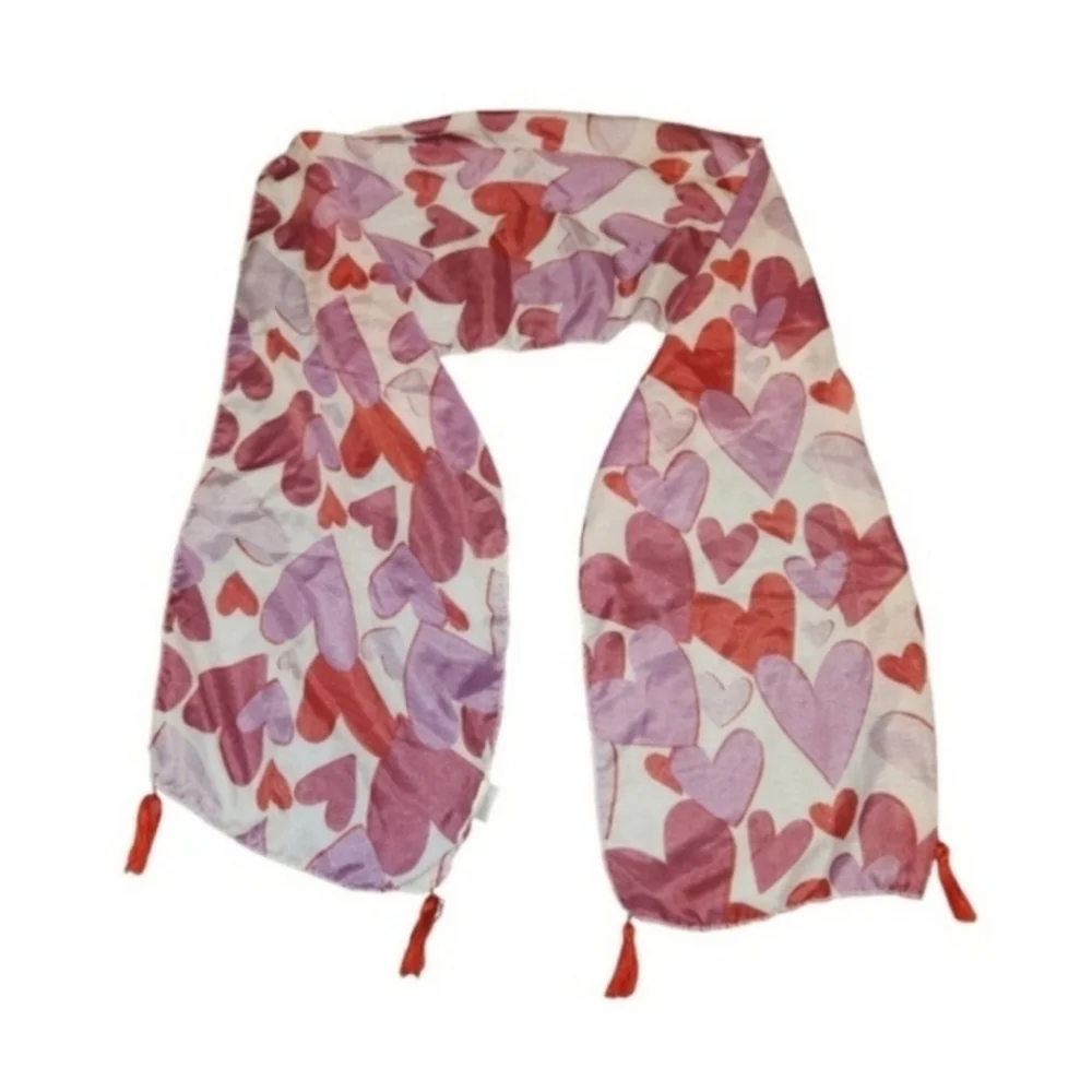 Pink Heart Print Scarf - Picture 2 of 5